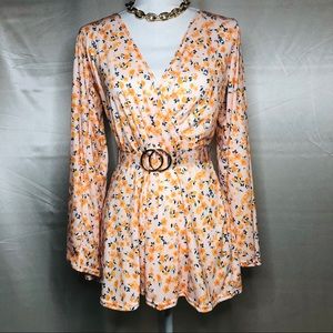 Floral flared playsuit